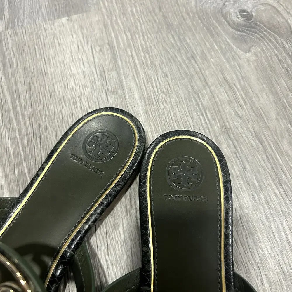 Tory Burch Metal Miller Slide Leccio Roccia / Gold Sandal Size 9